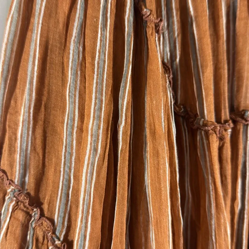Free People Ember Terracotta Pleated Maxi Skirt Size SP New